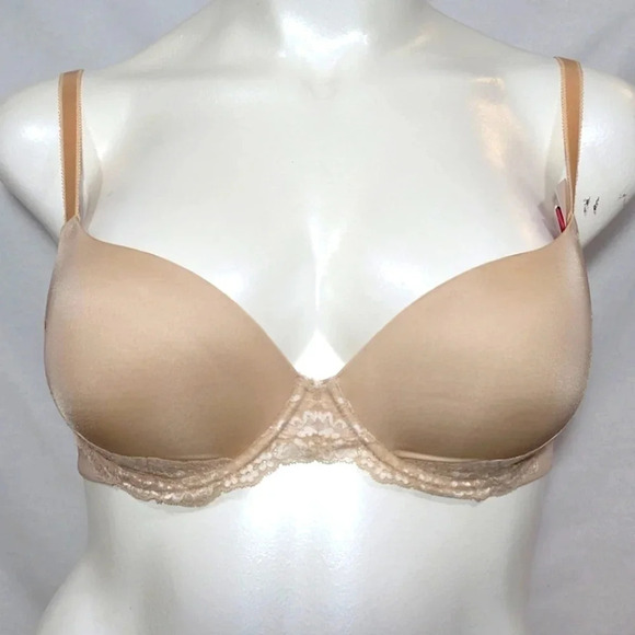 36D Lily of France 2175220 Lily‎ Of France Sensational Lace Push Up UW Bra Nude - Picture 1 of 3